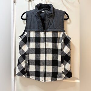 Maurices Charcoal and Ivory Checkered Vest